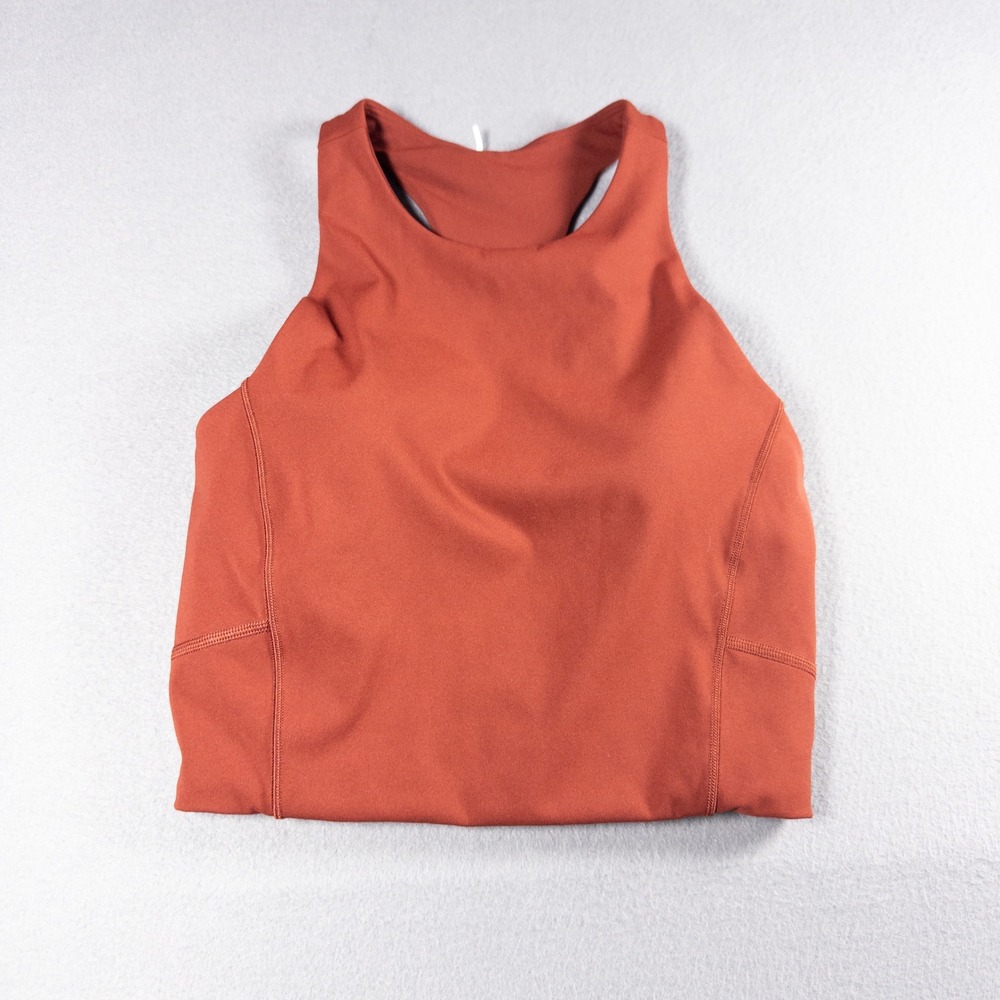 Lululemon Swift Speed Cropped Tank Top Size 6 Rust Orange High Neck Racerback